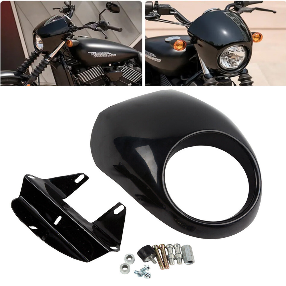 YJ Motorcycle Gloss Black Front Headlight Fairing Mask Cover For Harley Sportster XL 1200 XL883L Dyna 1973-UP