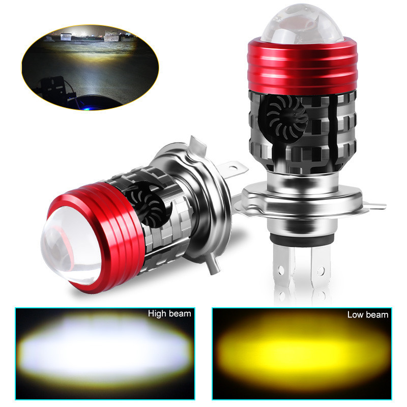 RB  H4 9003 HB2 BA20D H6 LED Motorcycle Headlight Bulb Dual Color P15D Headlamp Bulb LED Fog Lights 