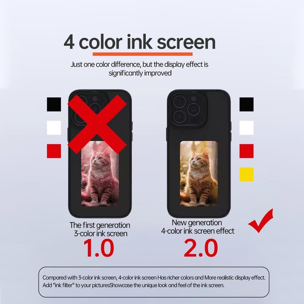 4 สี Eink หน้าจอสมาร์ทหมึกปกหลังจอแสดงผล NFC Application Reference iPhone Case 16 15 14 13 Pro Max DIY