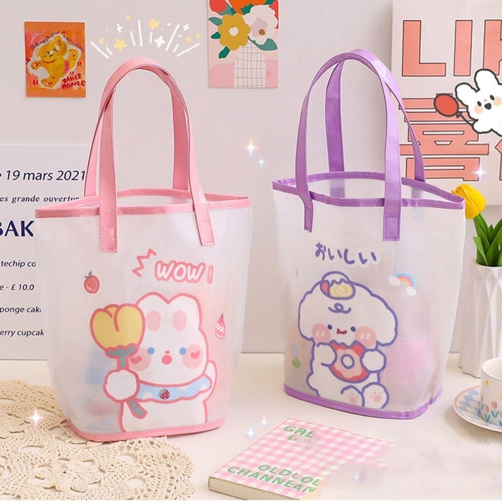 HOBBYIN กระเป๋าช้อปปิ้ง HOBBYIN Totes, กระเป๋าถือ PVC ความจุขนาดใหญ่, กระเป๋าสะพายข้าง Organiser กันน้ํา
