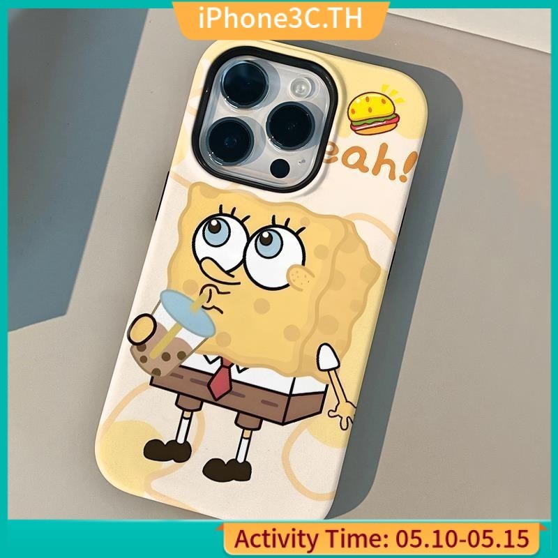 เคสโทรศัพท์มือถือแบบแข็ง สองชั้น ลาย Spongebob SquarePants สําหรับ Iphone 15promax