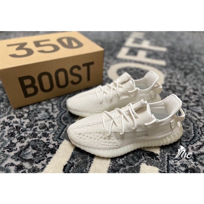 รองเท้าผ้าใบคุณภาพสูง Adidas Yeezy Boost 350 V2 "Bone" ไอศกรีมสีขาวกระดูก