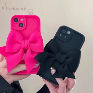เคสโทรศัพท์มือถือ แบบนิ่ม ลายการ์ตูนโบว์ 3 มิติ สําหรับ iPhone 15 14 13 12 11 Pro Max X Xr Xs Max 7 8 Plus SE2020