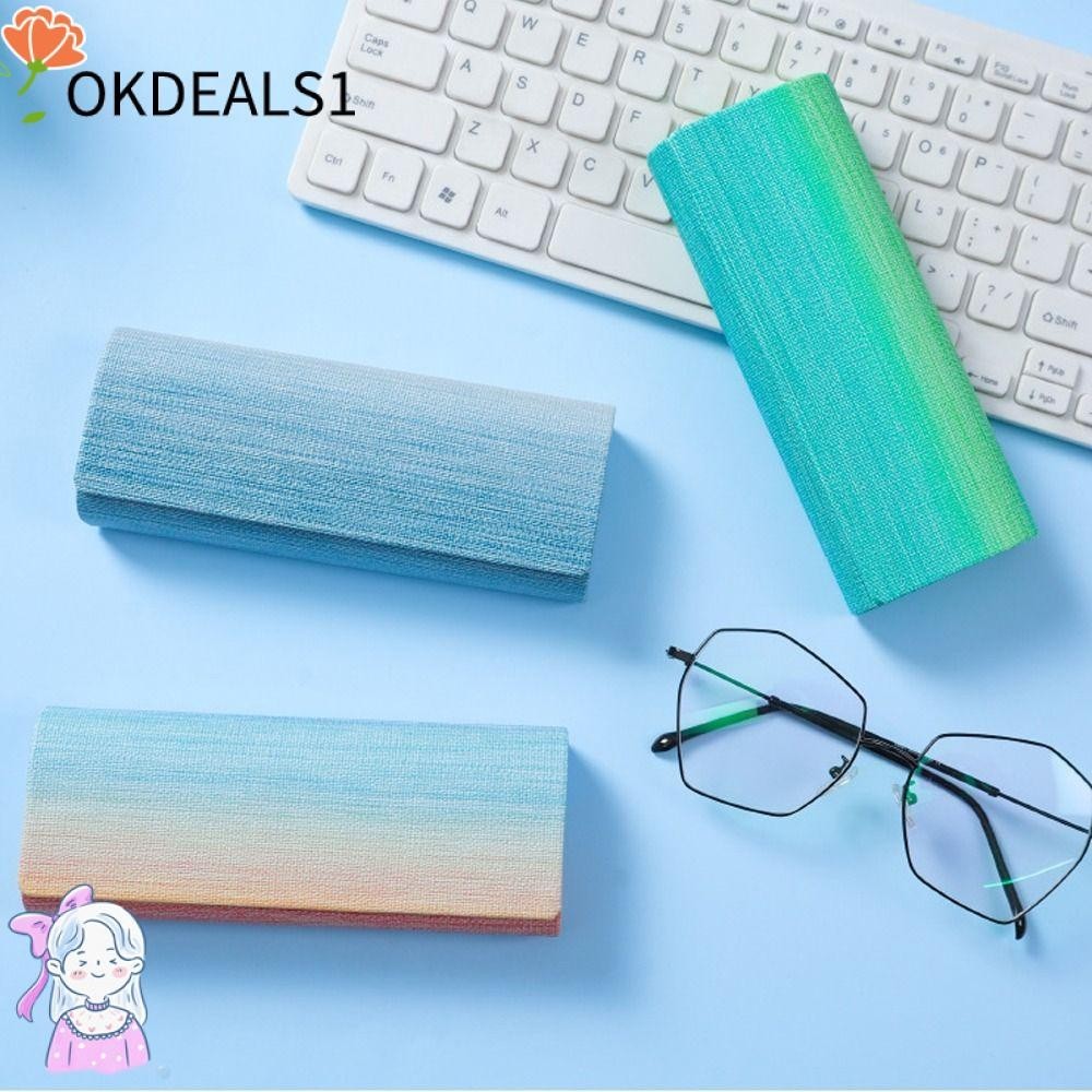 Dealshop กล่องเก็บแว่นตากันแดด หนัง PU โลหะ สีรุ้ง เรียบง่าย สําหรับผู้ชาย