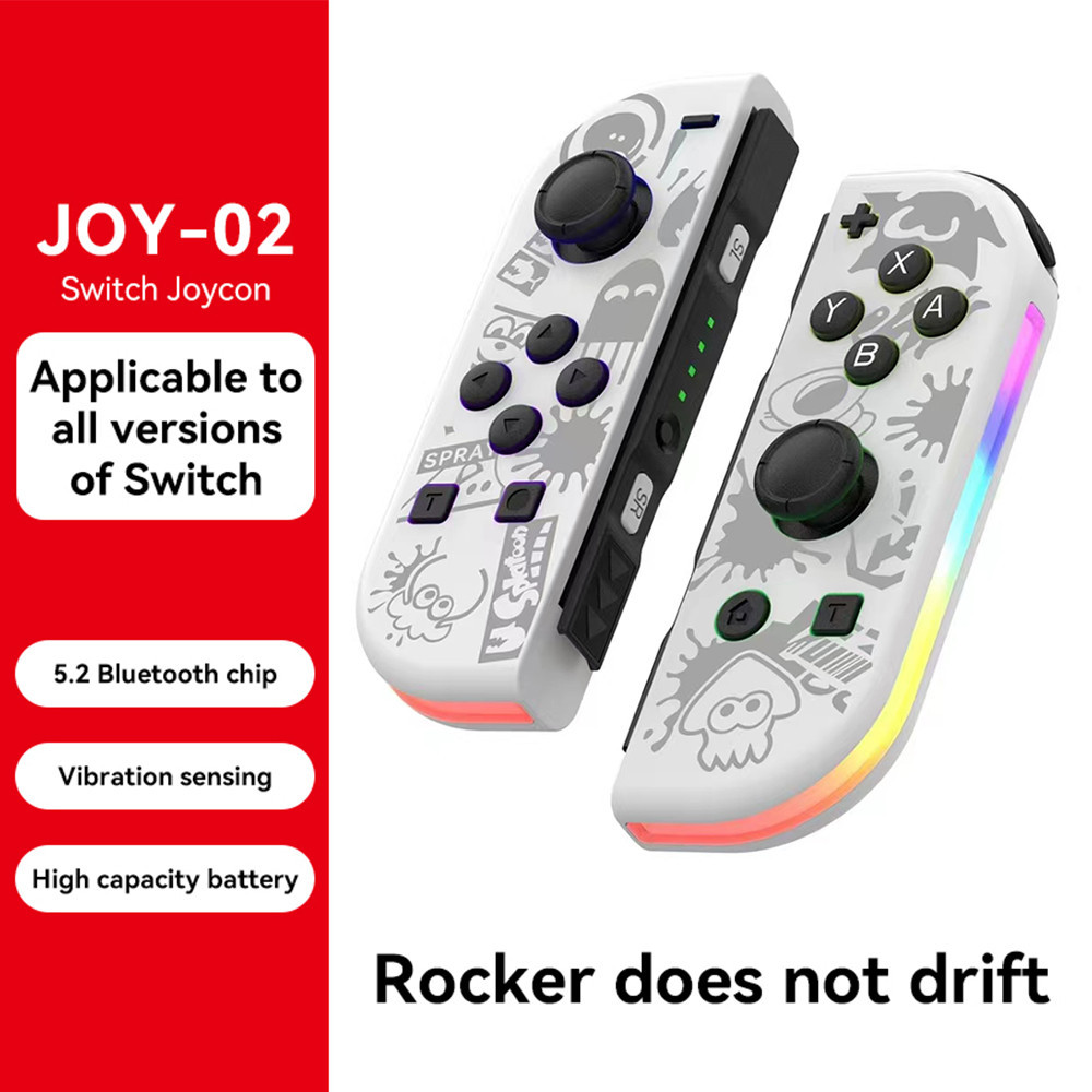 Splatoon Wireless Control JoyCon Gamepad RGB LED สําหรับ Nintendo SWITCH Oled Controllers สายรัด Dual การสั่นสะเทือนจอยสติ๊กสําหรับ NS SWITCH Joypad