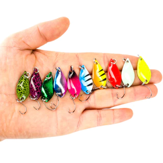 10 สี 3 ซม./2.5g/3.5g/5g ช้อนเหยื่อ Hard Fishing Lures Sinking ช้อนโลหะ Jigging Lures เหยื่อตกปลาเหยื่อปลอมสําหรับปลาเทราท์เบส