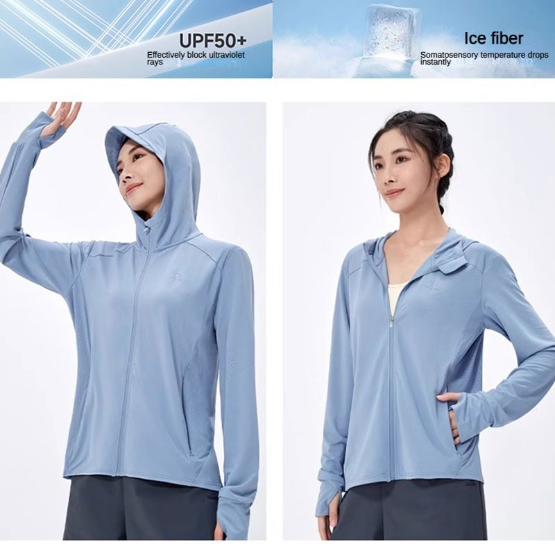 อูฐกันแดดผู้หญิงผ้าไหมน้ําแข็งแห้งเร็วเสื้อผ้าผิวเสื้อป้องกันรังสียูวีเสื้อผ้าป้องกันแสงแดดกลางแจ้ง ราคา ถูกที่สุด ดีลบีเคเค แกลเลอรีภาพที่ 5