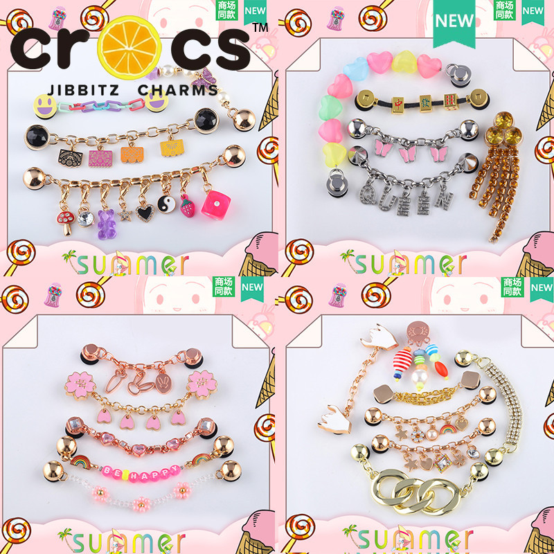 JIBBITZ cross charms ตัวติดรองเท้า DIY อัญมณีโซ่โลหะ ตัวติดรองเท้า cross