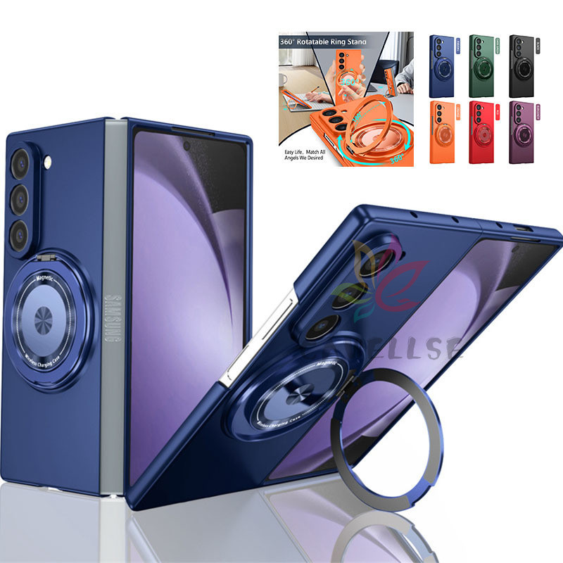เคสโทรศัพท์ขาตั้งแม่เหล็กหรูหรา Slim Samsung Galaxy Z Fold 7 พับ 5 Z พับ 6 Z พับ 4 3 360° หมุนแหวนผู