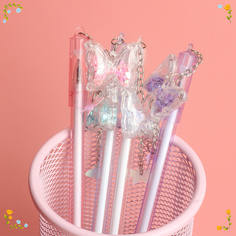 12 ชิ ้ นใหม ่ สดจี ้ Sequins ผีเสื ้ อ Neutral ปากกาชุดสํานักงานน ่ ารักนักเรียนสอบเขียนเครื ่ องมือ Back To School
