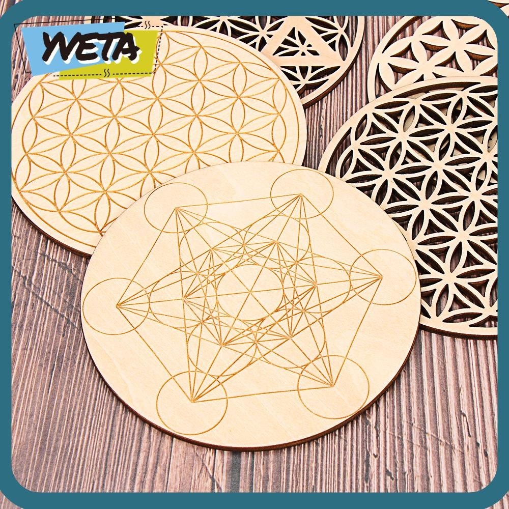 Yveta Chakra Pattern Coaster ของสะสม Decor Healing Flower of life Round Edge