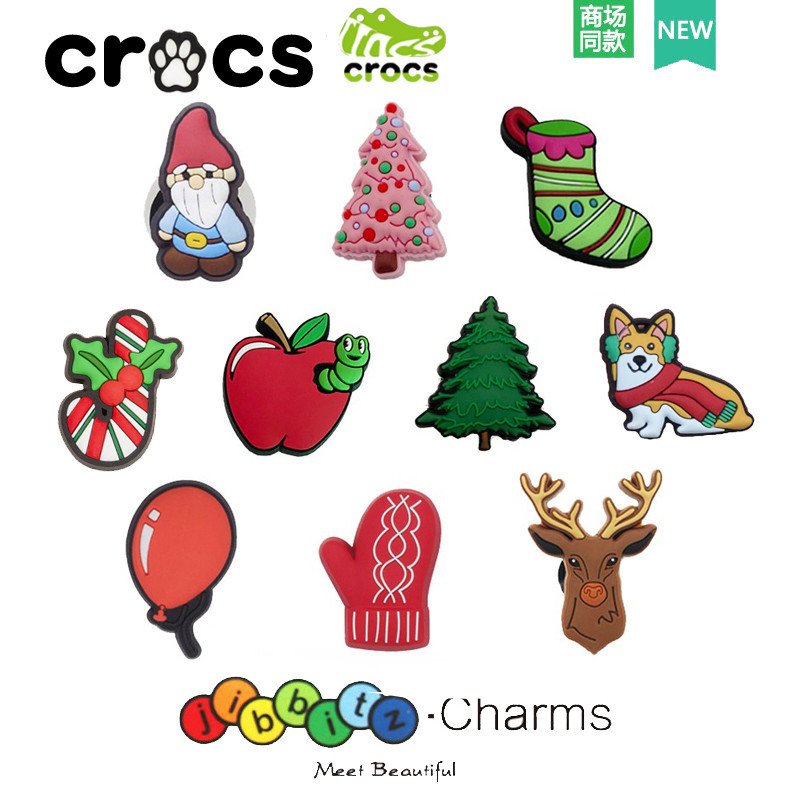 ใหม่ crocs รองเท้าดอกไม้อุปกรณ์เสริมรองเท้าหลุมรองเท้าหัวเข็มขัด Carlo Chi สนุก DIY อุปกรณ์ตกแต่งบนรองเท้า Zhibixing คริสต์มาส