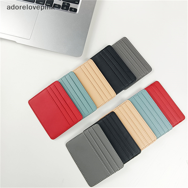 Adorelovepink ผู ้ หญิงผู ้ ชาย PU หนัง Multi-Card Holder บางธุรกิจบัตรเครดิต ID Cards กระเป ๋ าสตางค ์ th