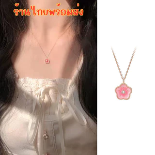 🌸ร้านไทยพร้อมส่ง🌸 สร้อยคอ จี้ดอกไม้ สร้อยสีทอง ลายสร้อยกระดูกงู มีเพชรตรงกลาง น่ารักๆ สไตล์เกาหลี N182