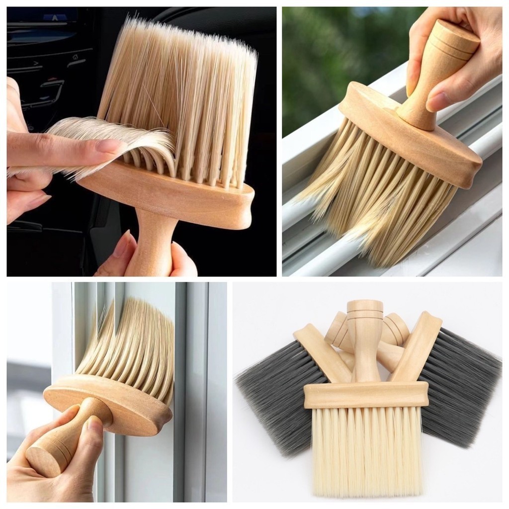 🌈 แปรงปัดผม ปัดเศษผม ด้ามไม้ แปรงร้านตัดผม ไม้ปัดฝุ่น  ขนนุ่มแด้ง รุ่นอัพเกรดใหม่ เกรดพรีเมี่ยม 🌈