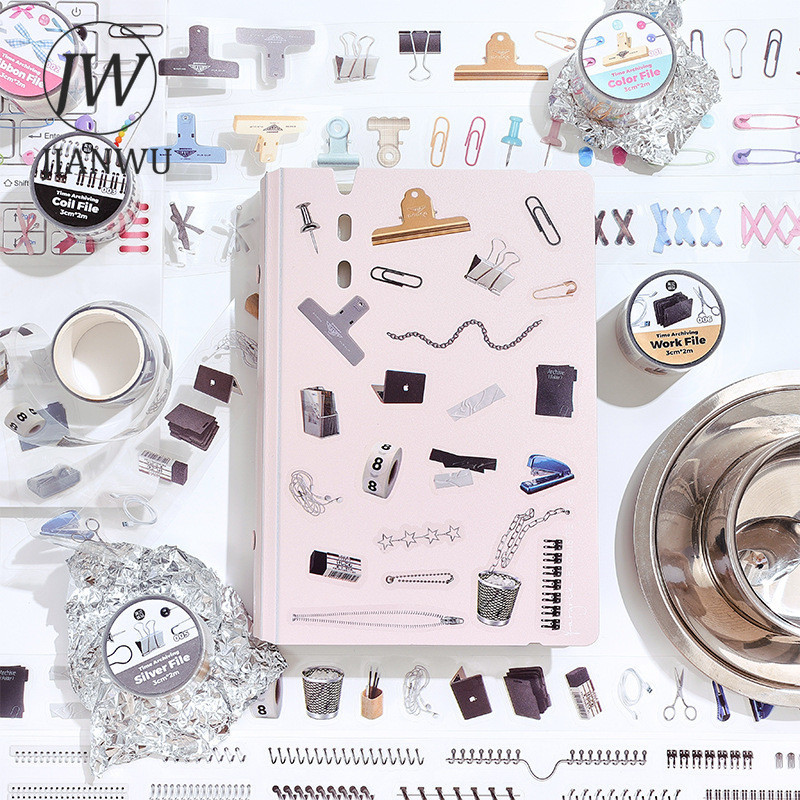Jianwu 30 มม.* 200 ซม.เวลา Archive Series Vintage Journal เครื่องมือวัสดุ Collage PET เทป Creative DIY เครื่องเขียน