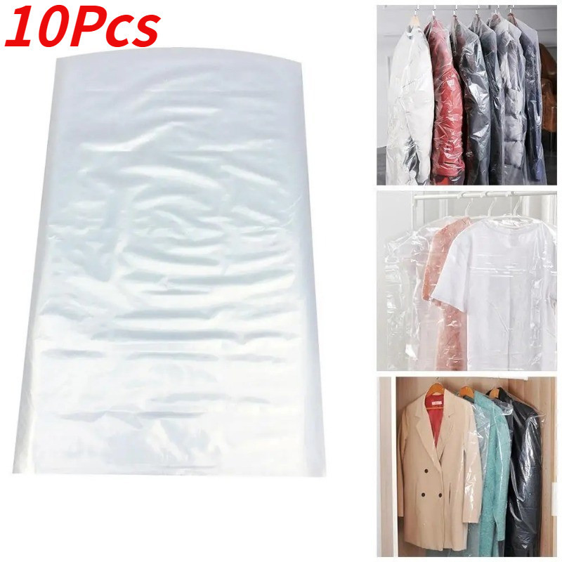 10ชิ้น60*90เซนติเมตรทิ้งพลาสติกฝุ่นปกเสื้อผ้าสูทโปร่งใสชุดถุงเก็บ