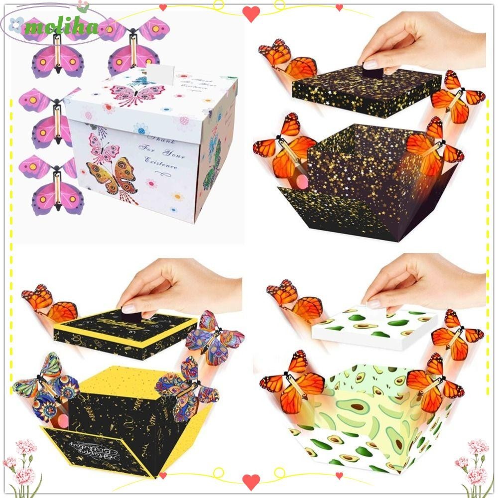 Moliha Surprise Flying Butterfly Box, Party Decorative Pop Up Creative Bounce Box, Happy Birthday An