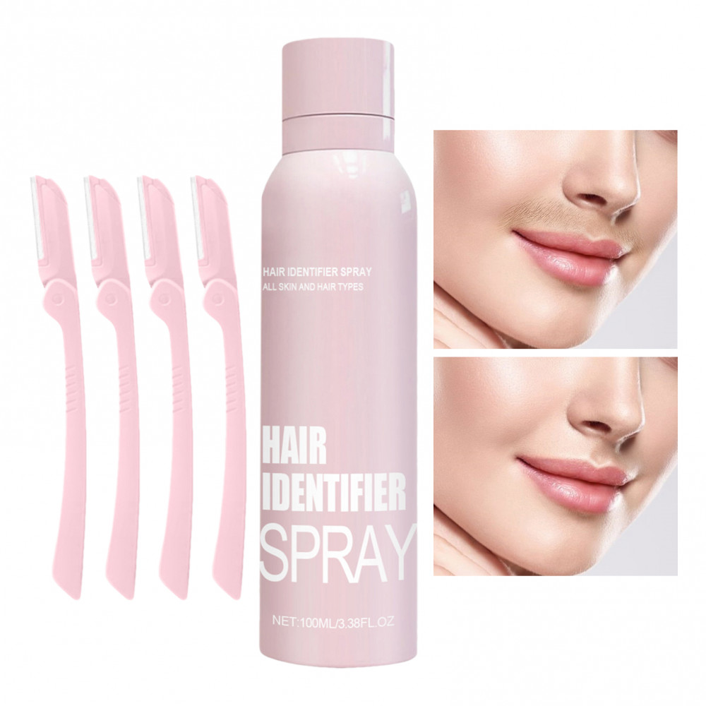 Hair Identifier Spray For Face Shaving, skinbody Hair identifying Spray set with eyebrow trimmer, Moisturizing & Skin Care Dermaplaning Spray, Mild Formula Face Hair Removal Spray
