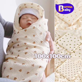 Berma Baby ผ้าเช็ดตัวเด็กใยไผ่ 100x100cm ห่อตัวเด็ก คลุมให้นม ผ้าห่ม สําหรับเด็กทารก