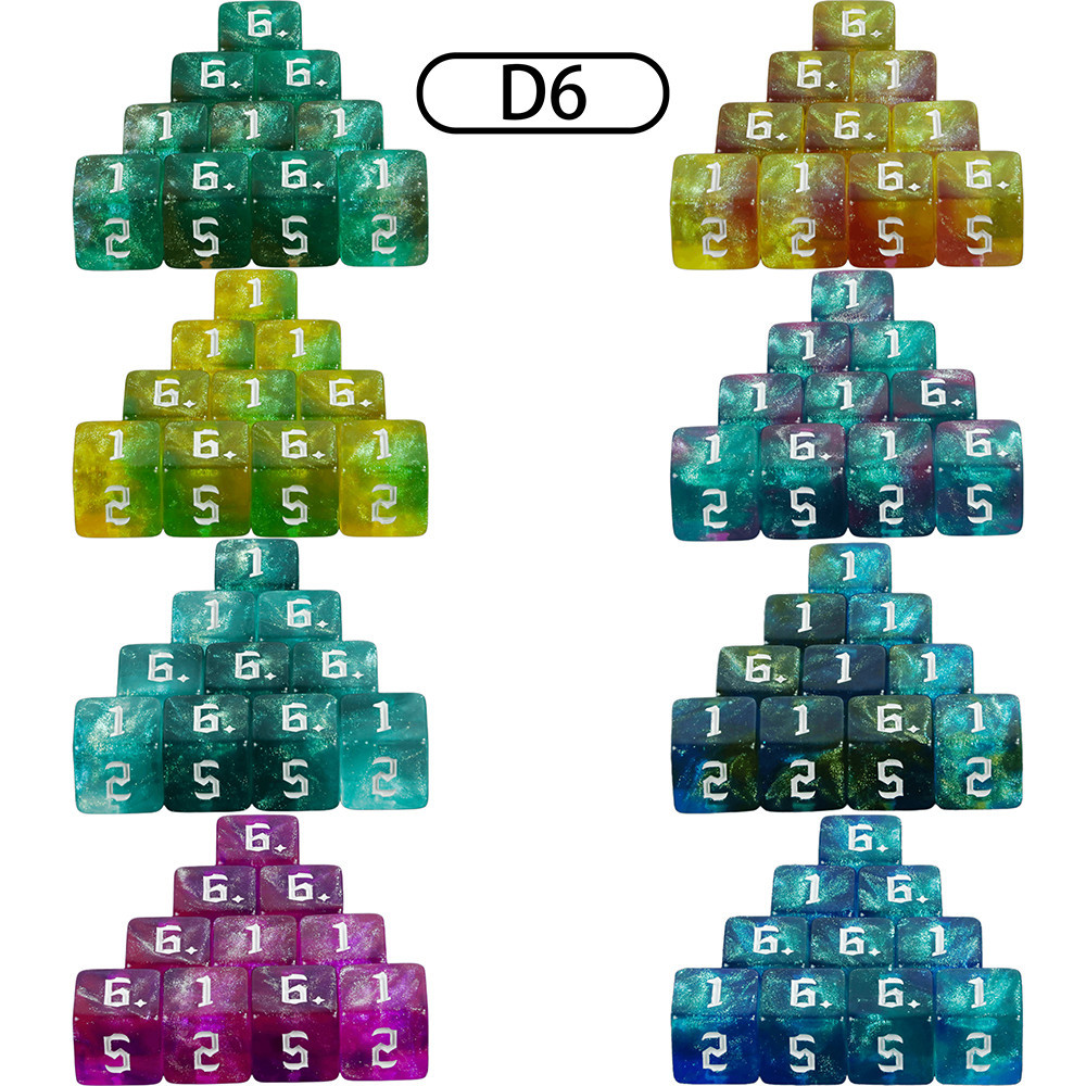 10PCS Polyhedral D6 ลูกเต๋า 6 ด้านลูกเต๋าชุดสําหรับ DND RPG เกมบนโต๊ะ,ผสมสี D6 เกมลูกเต๋า