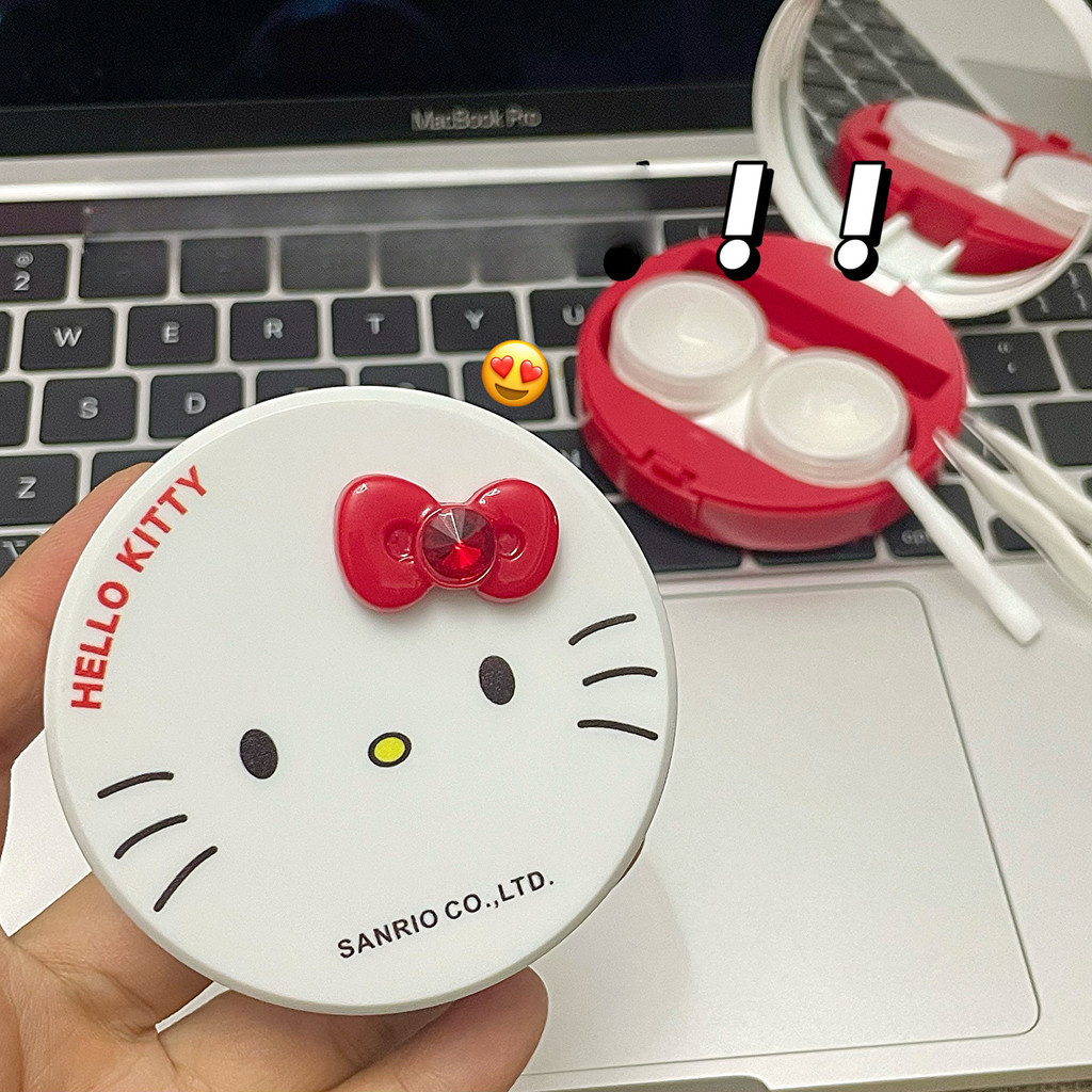 กล่องคอนแทคเลนส์เครื่องสําอางน่ารักสามมิติเพชรรอบคอนแทคเลนส์สีแดงขนาดใหญ่สหายกล่องพยาบาลกล่องเก็บที่มี
