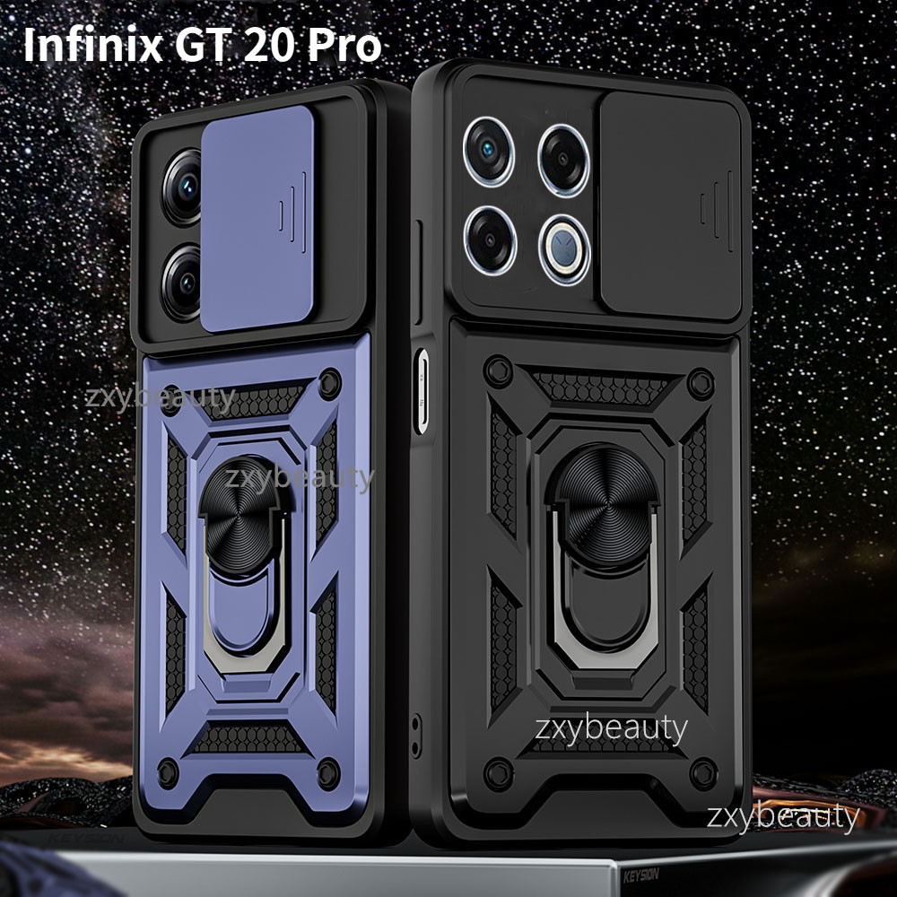 Infinix GT 20 Pro 2024 เคสโทรศัพท์พร้อมแหวนแม่เหล็กผู้ถือปลอกสําหรับ GT20 20Pro GT20Pro 5G 4G Push ดึงกล้องฝาครอบป้องกัน