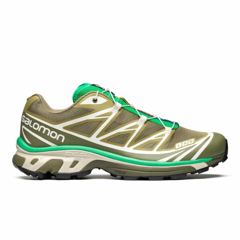 Salomon XT-6 S/Lab Dry Herb Deep Lichen รองเท้าวิ่งเทรลสีเขียวสดใสเดินป่า