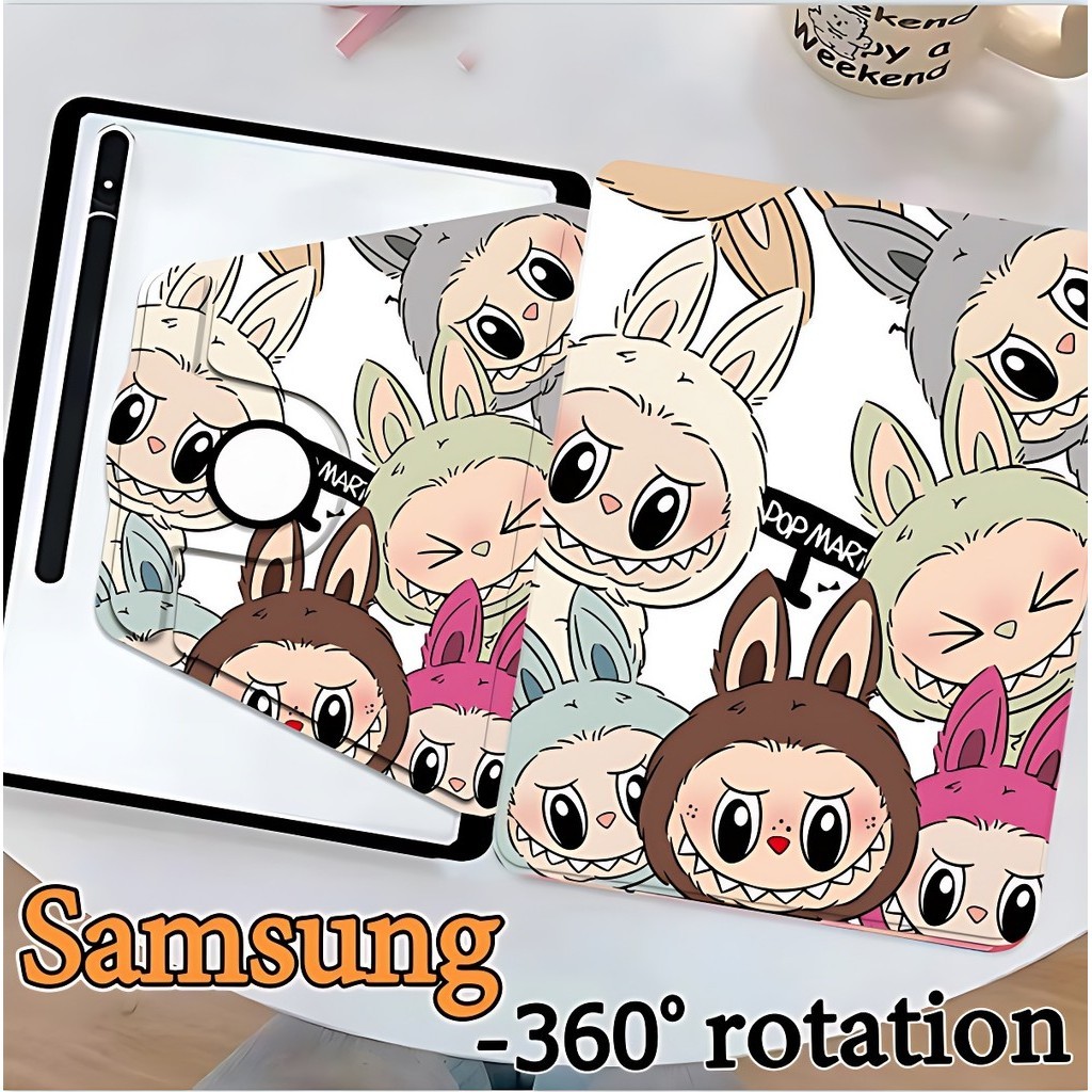 360องศาหมุน เคสฝาพับ Samsung Tab case S6 lite S7 S8 S9 S7FE S9FE S7+ S8+ S9+ S9FE+ A7lite A8 A9 A9+ Molly samsung case