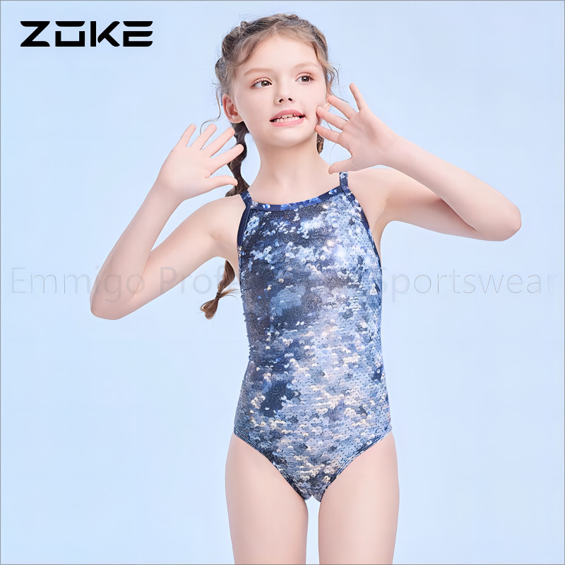 ชุดว่ายน้ำสาว Zoke แห้งเร็วระบายอากาศ Upf50 + ป้องกันแสงแดดบังหน้าท้องผอมลงชุดว่ายน้ำแข่งมืออาชีพ