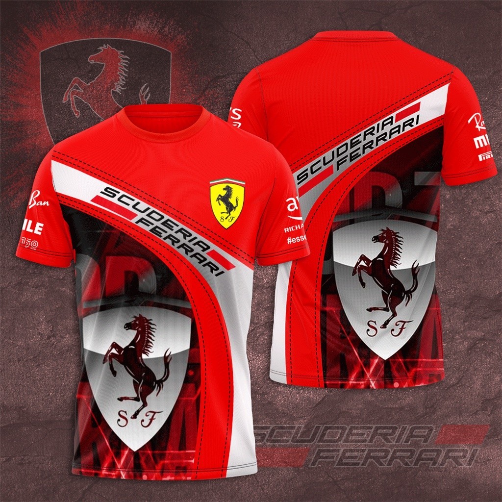 Scuderia Ferrari Racing Teams Men เสื้อยืดฤดูร้อนแขนสั้นแฟชั่นผู้หญิง Tee เสื้อ Formula One Sport เส