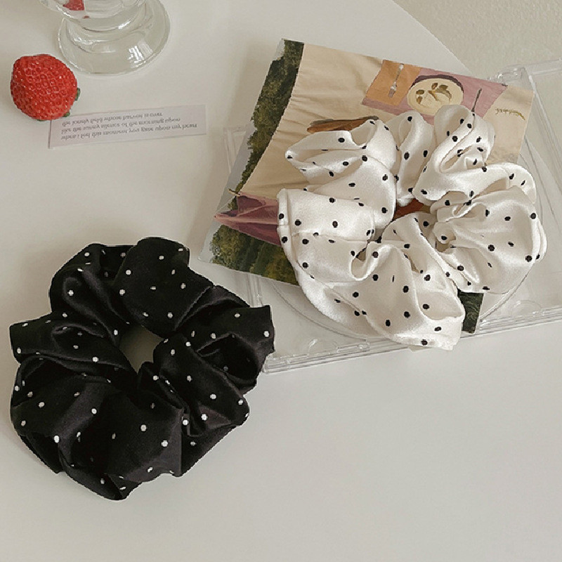 แหวนผมลายจุดแฟชั่น เครื่องประดับผม Scrunchie หวานและอเนกประสงค์สําหรับผู้หญิง