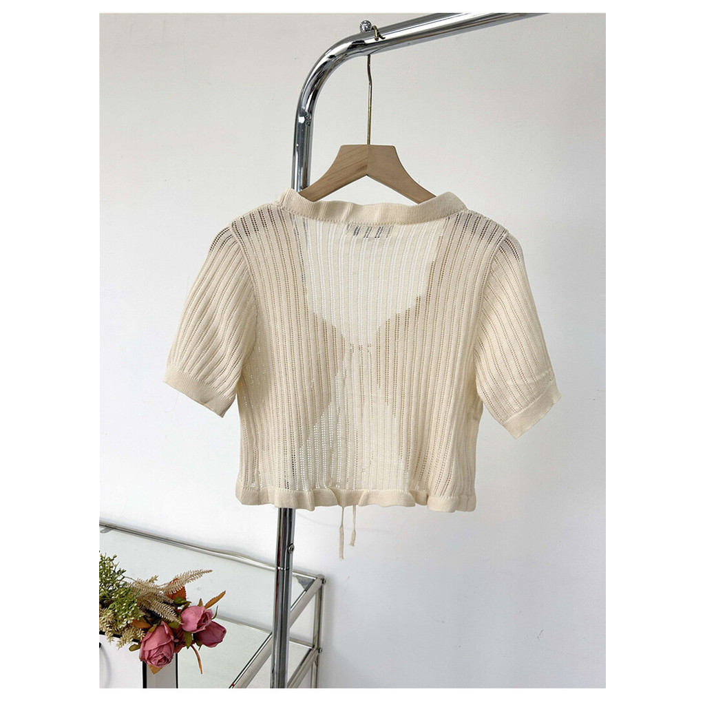 Gakki เสื้อคาร์ดิแกนคลุมไหล่กันแสงกันแดดแขนสั้นผู้หญิงผ้าตัวสั้นขนาดเล็ก ผ้านิ่มใส่สบาย ฟรีไซส์ พร้อมส่ง 2101#