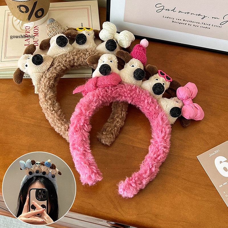 [goushbshiy ] Animation Gromit Wash Your Face Put On Makeup การ ์ ตูนตุ ๊ กตาสุนัขสไตล ์ หวาน Headwear ของขวัญวันเกิดสําหรับสาว TH