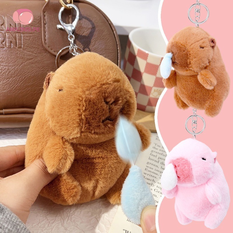 1 Pc การ์ตูนตุ๊กตา Capybara จี้พวงกุญแจ - พวงกุญแจตุ๊กตาน่ารัก - สําหรับกระเป๋าเป้สะพายหลัง Key แหวนแขวนเครื่องประดับ