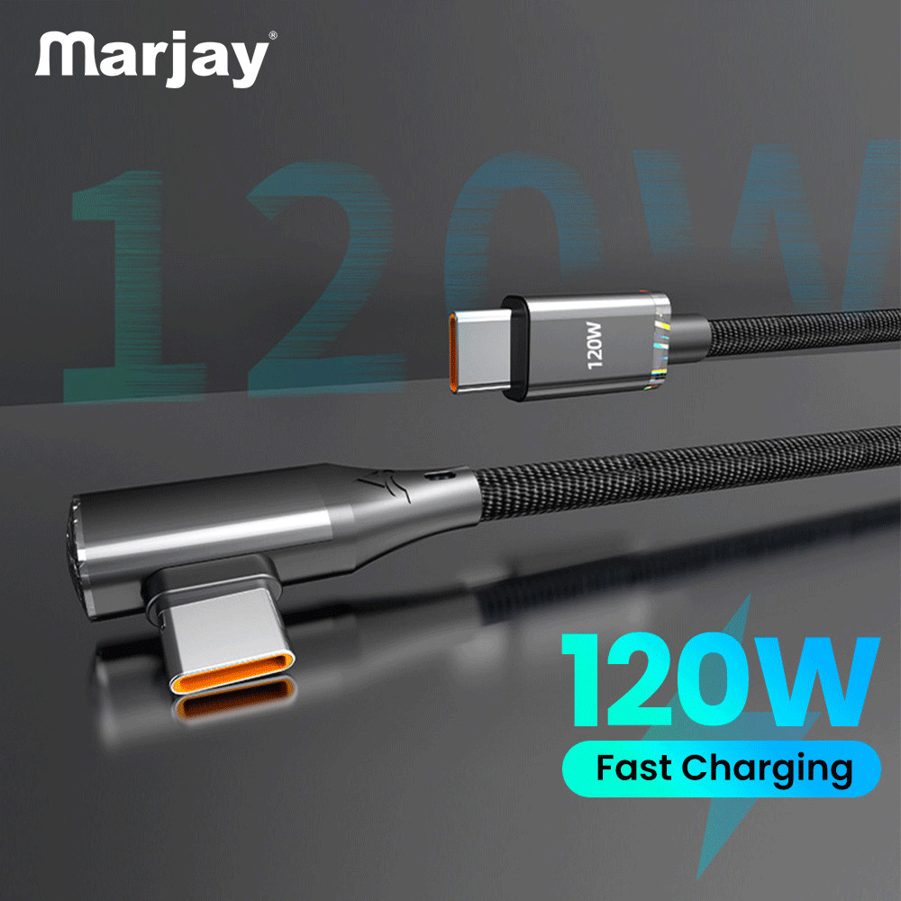 Marjay 6A Dual Elbow Type-C Fast Charge Cable 120W PD Flash สายชาร ์ จ