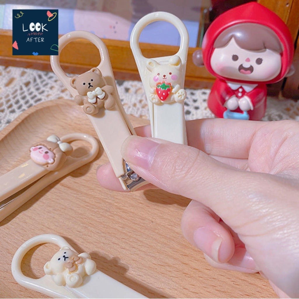 Look After กรรไกรตัดเล็บ ที่ตัดเล็บ ลายน้องหมี สีครีมและสีขาว และแบบธรรมดา สีดำ สีเงิน