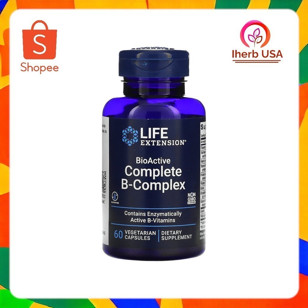 Life Extension, ไบโอแอคทีฟ คอมพลีท B-คอมเพล็กซ์ บรรจุ 60 แคปซูลมังสวิรัติ