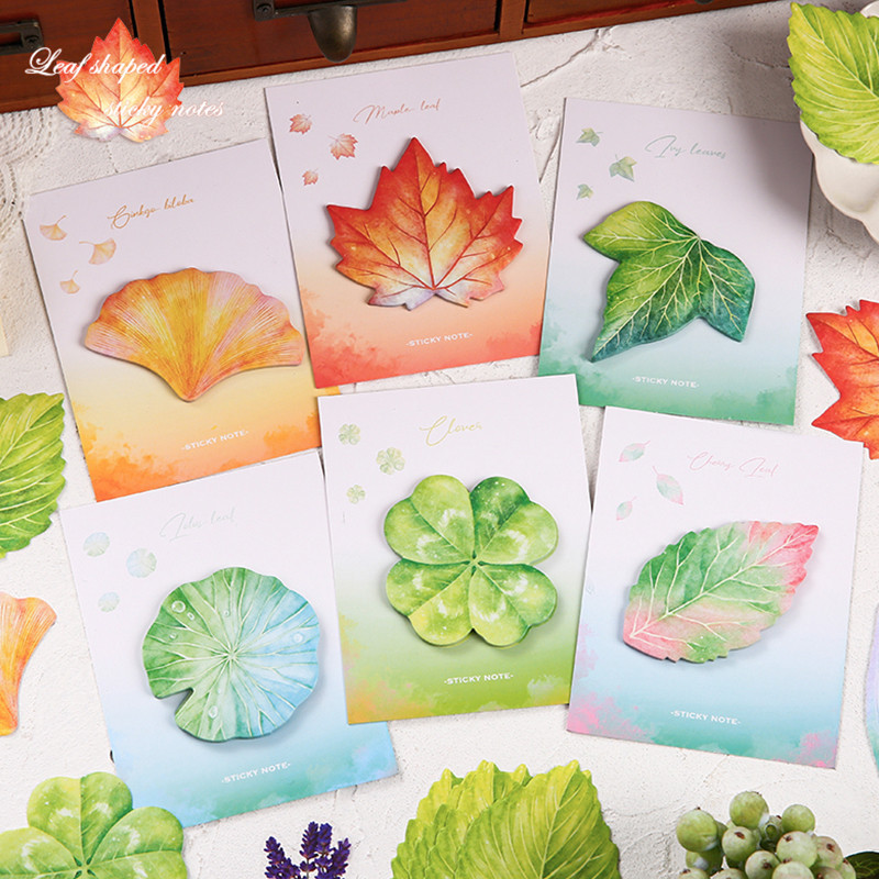 30แผ่นจําลองใบรูปร่างเหนียวบันทึกโรงเรียนสํานักงานแบบพกพาใบสไตล์แผ่นบันทึก