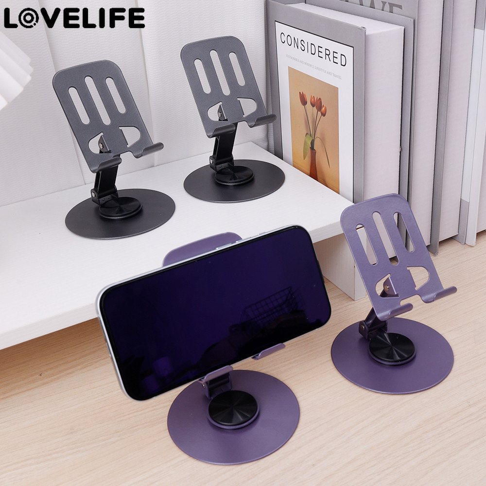[ ที่โดดเด่น ] ที่วางแท็บเล็ตโทรศัพท์มือถือ - 360 ° หมุน พับเก็บได้ แบบพกพา - ขายึดโทรศัพท์ตั้งโต๊ะ-ขาตั้งโทรศัพท์โลหะ-ที่ยึดรองรับสากล