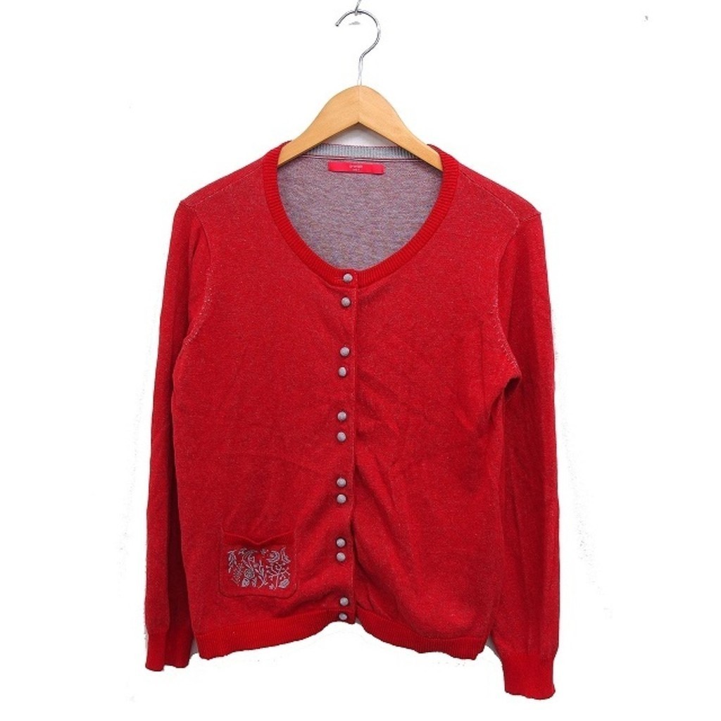 graniph cotton knitted cardigan embroidery round neck Direct from Japan Secondhand