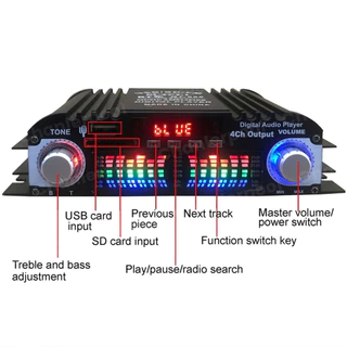 1600w Peak Power HiFi เครื่องขยายเสียงดิจิตอล 4 ช่อง