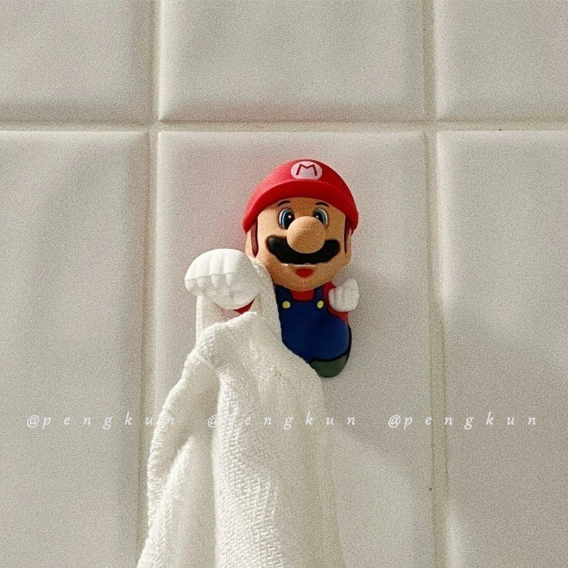 Mario Hook มาริโอตะขอเจาะฟรีไม่มีร่องรอยประตูหลังสร้างสรรค์มัลติฟังก์ชั่การ์ตูนน่ารักตกแต่งห้องนอนแขวนตะขอเสื้อผ้าขนาดเล็ก