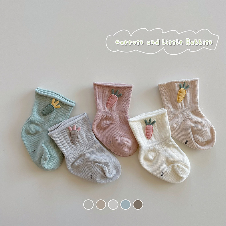 ถุงเท้าทารกแรกเกิดถุงเท้าแครอทถุงเท้าผ้าฝ้ายเด็กอุปกรณ์เสริม 0-24 เดือน