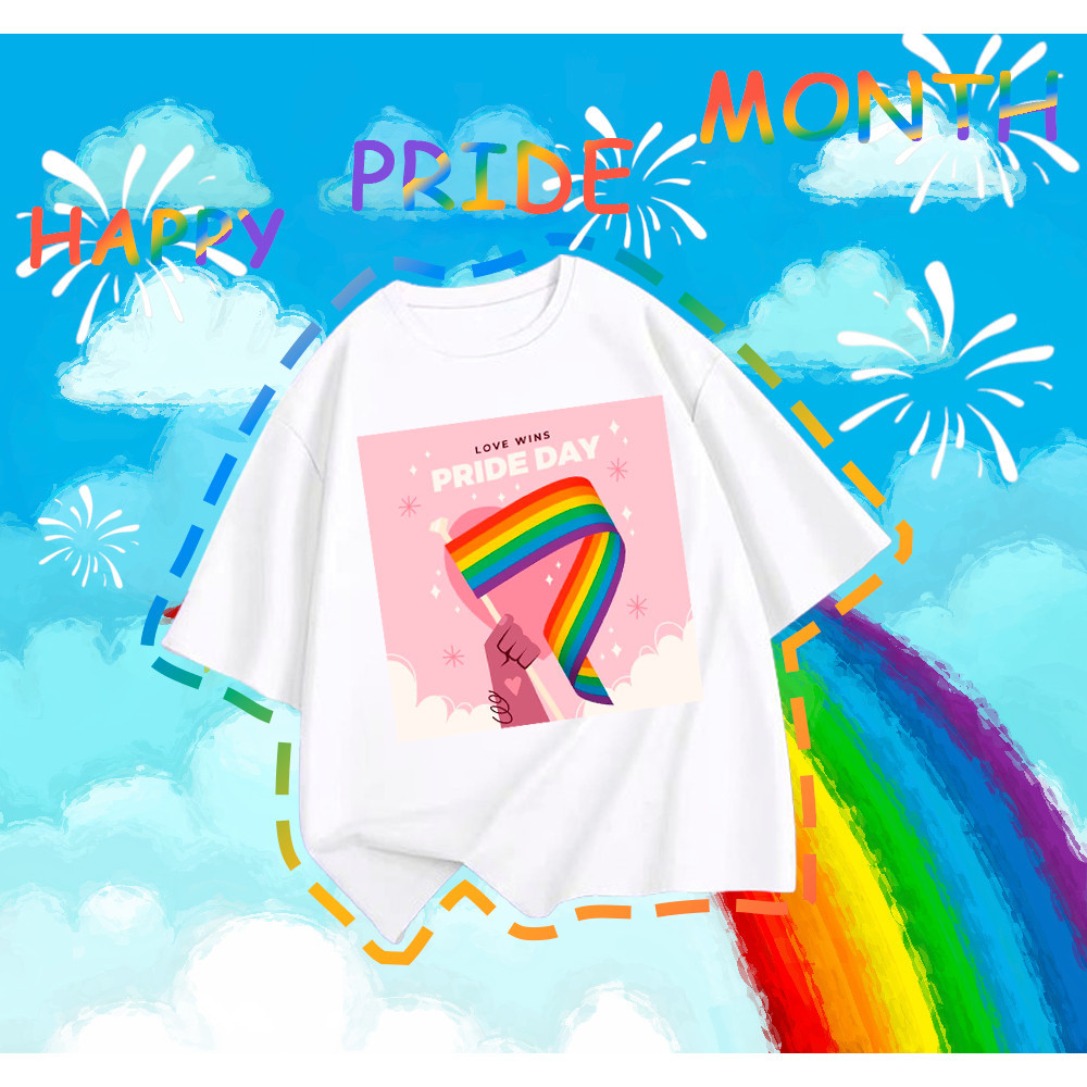 ใหม่ ใหม่ เสื้อยืด pride month 🌈“happy pride month” 🌈-Unisex Wide form006S-5XL