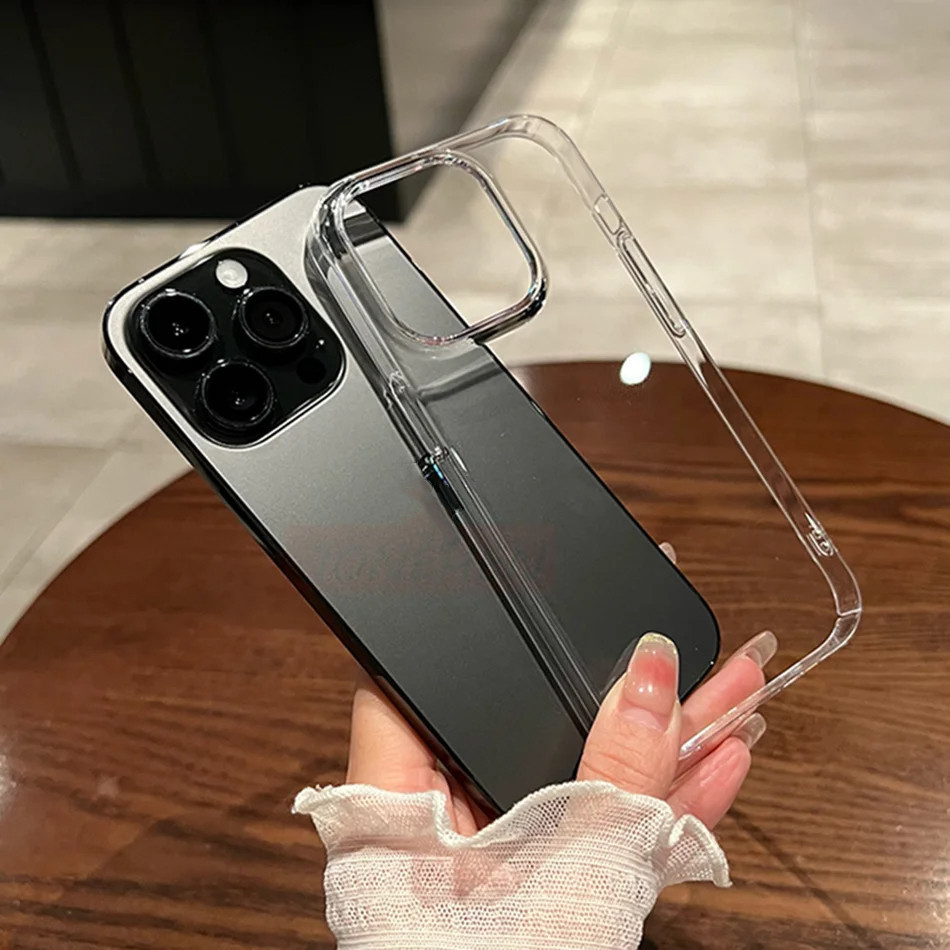 บางเฉียบโปร่งใส Hard PC สําหรับ iPhone 16 15 Pro Max 17 Pro Max XS MAX XR X 6 6S 7 8 Plus 11 12 13 1