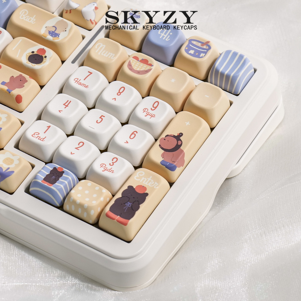Bear Cookies Keycaps MOA Profile หมีน่ารัก PBT Dye Sub Mechanical Keyboard Keycap Alice SOA MDA