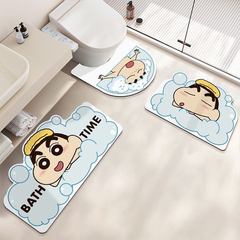 เสื่อรูปตัว U ห้องน้ําดูดซับเสื่อ Crayon Shin-Chan พรมเช็ดเท้าแบบนุ่มกันลื่นตกแต่งบ้าน