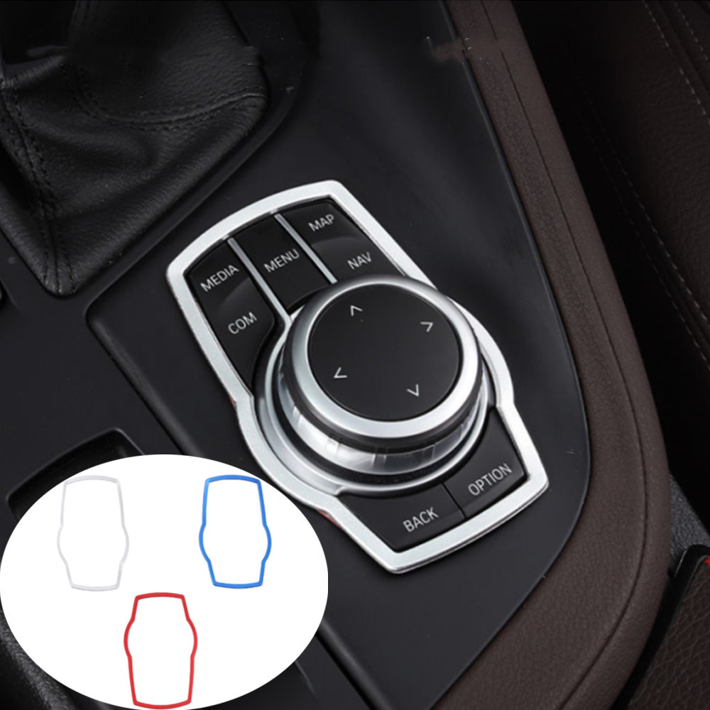 สําหรับ BMW 1 3 4 5 7 Series X1 X3 X4 X5 X6 F30 F10 2013-14 อลูมิเนียมรถ Central มัลติมีเดียปุ่มฝาครอบ Molding Trim สติกเกอร์
