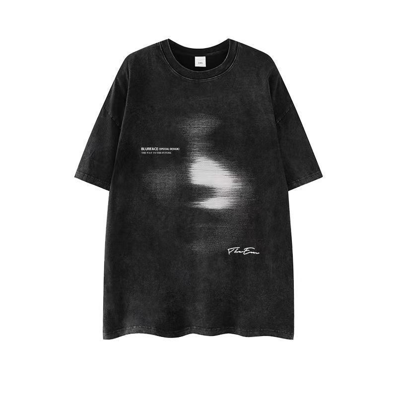 （จัดส่งตลอด 24 ชั่วโมง）HY เสื้อยืดฟอก oversize ผ้าฝ้าย100% โอเวอร์ไซซ์ สีดําเข้ม เรโทร เสื้อฟอกวินเทจ#T1685